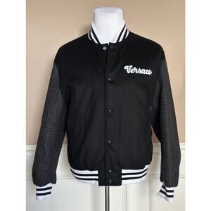 Versace Men's Blouson Jacket Wool/Cloth Black Small (46 Eu) 1014374 NWT $2000